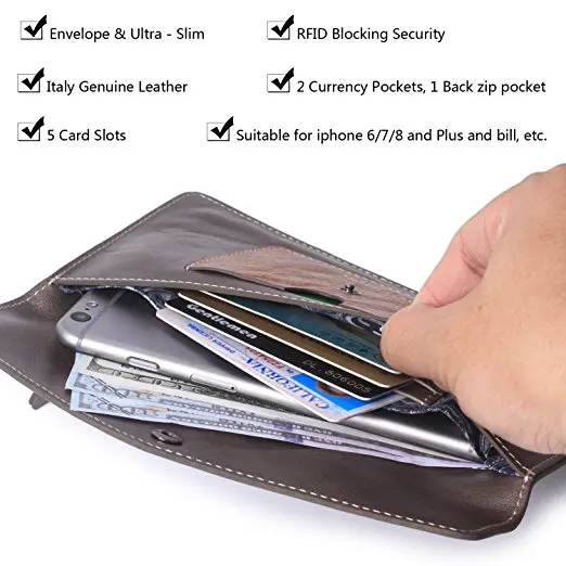 lady leather wallet envelope long purse clutch