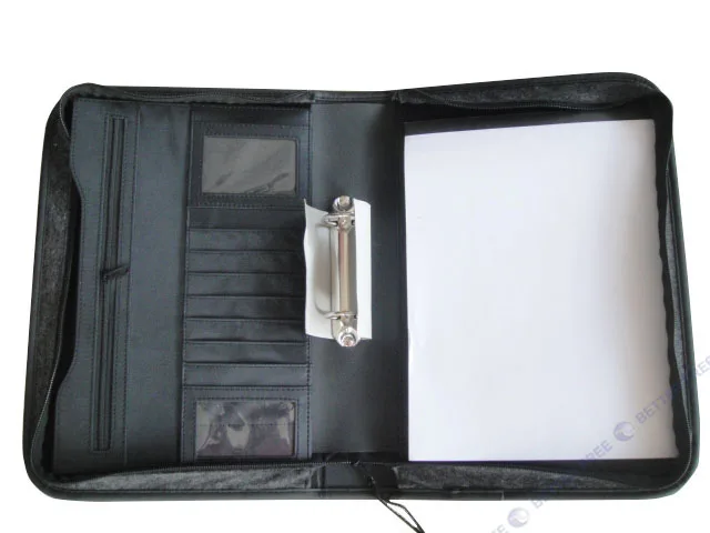 Office Documents Organizer A4 Portfolio Briefcase D-Ring Binder Zipper Padfolio Handle