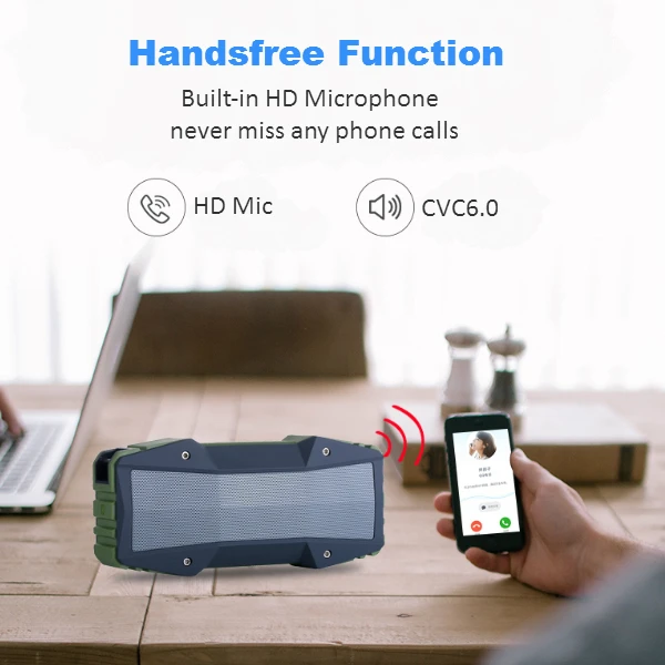 waterproof Army Green Ultra bluetooth speaker with 10W FM radio - ANKUX.COM