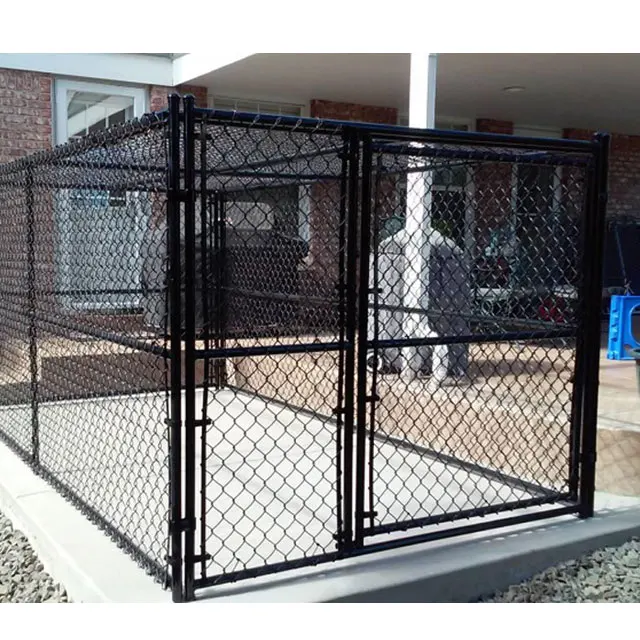 DIY Verzinktem Große Benutzerdefinierte Metall Hundehütte Außen Haustier Haus Tier hund cage kennel Schwarzen Kettenglied Hund Läuft Käfig