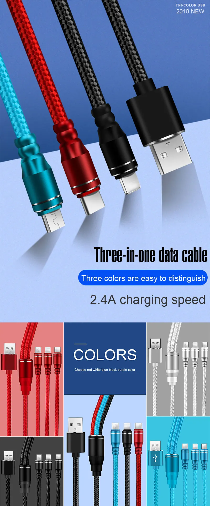 NEW Micro USB Cable For Samsung Android X XS Mobile Phone Fast Charging USB Type C Cable Charger Wire Cord - ANKUX.COM