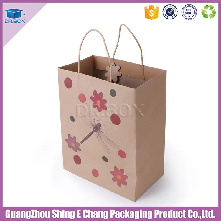 custom logo printed recycled kraft paper bag gift