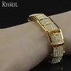 RAKOL 1.7cm width men's hiphop chunky gold plated Iced out micro pave bracelet HB010