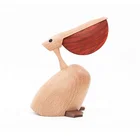 Nordic style solid wood pelican ornament crafts decoration wooden animal and figurines for home and living room decor