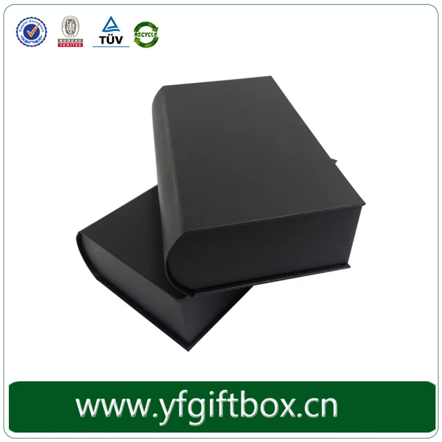 gift black card book shape paper packaging box with matt