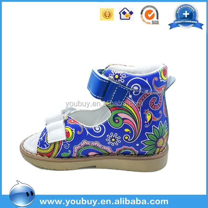 High quality UK kids shoes wholesale girl leather sandals with special printing