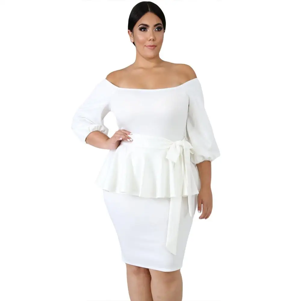 Wholesale Fashion Women White Sash Tie Plus Size Peplum Dress, As pic
Wholesale Fashion Women White Sash Tie Plus Size Peplum Dress, As pic
