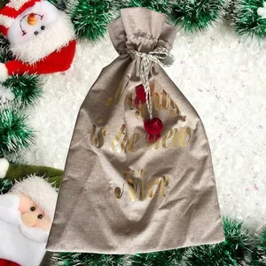christmas burlap santa sack present drawstring gift bag yangzhou