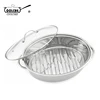 Glass Lid Covered Oval Turkey Roaster 42cm Stainless Steel Cooking Roasting Pot Pan