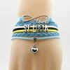 Infinity National ST Lucia Bracelet Heart Charm Love Ethiopia National Flag Bracelet Bangle Jewelry For Woman and Man
