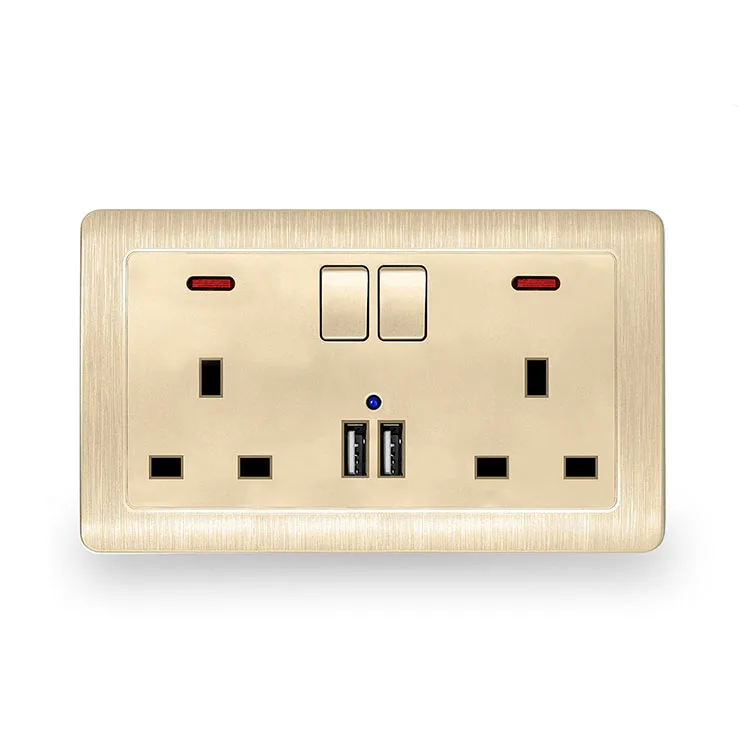 13 amp multi wall double socket outlet with usb