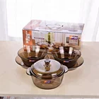 5pcs microwave safe amber colored tempered glass dinnerware sets