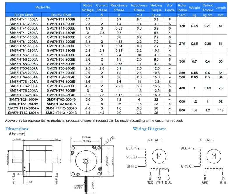 nema 23 57mm stepper motor 1.8 or 0.9 degree, geared version available