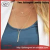 Simple retro copper bead chain alloy cross necklace multilayer metal rod necklace