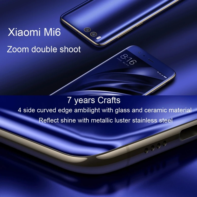 Hot selling Xiaomi Mi6 6GB 64GB 5.15 inch Curved Edge Qualcomm Snapdragon 835 4G GPS smartphone