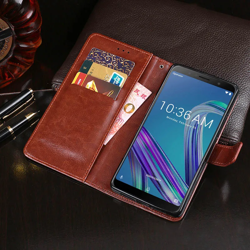 

Classic leather phone case for Asus Zenfone Max Pro M1 Factory OEM High Quality Luxury Flip Wallet PU Leather Mobile cover