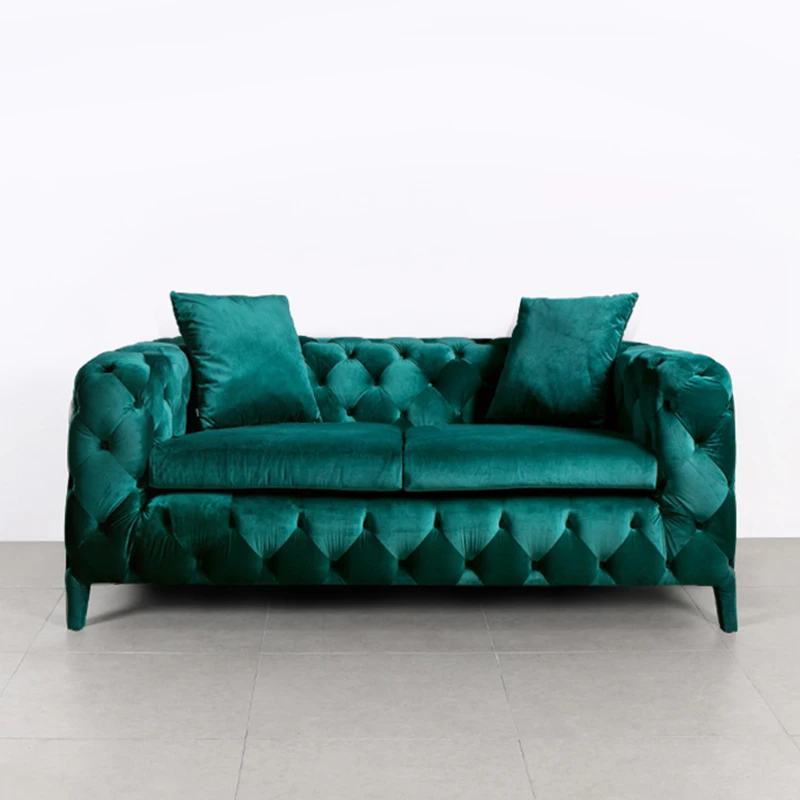 Luxury Italian Furniture Tufted Green Velvet Fabric Chesterfield