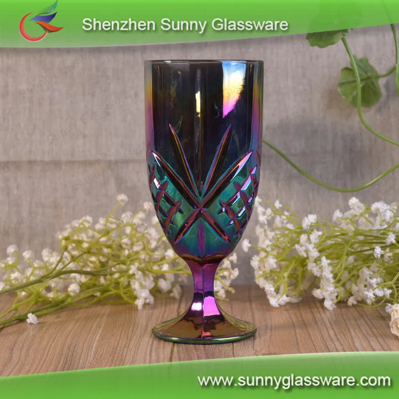 450ml Luxury Iridescence Stemmed Water Cup Red Wine Glass Custom