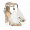 2018 Fashion Glary Rhinestone Stiletto High Heel White Tassel Embellished Bridal Wedding Shoes