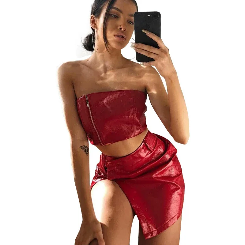 Nightclub PU Leather Dress Two Piece Set Sexy Off Shoulder Sleeveless Tank Top and Slim Pencil Skirt Set E72338, N/a
Nightclub PU Leather Dress Two Piece Set Sexy Off Shoulder Sleeveless Tank Top and Slim Pencil Skirt Set E72338, N/a