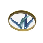 Tray Mirror Tray Serving Bright Color Uv Printing Mirror Food Tray Round Shape Plastic Bar Serving Tray