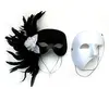 wholesale masquerade ball feather mask with handle