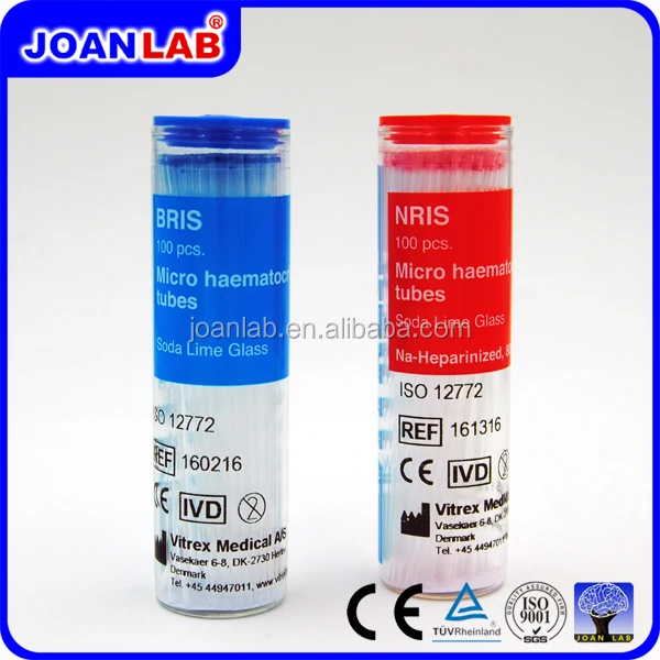 joan lab blue & red micro haematocrit capillary blood tube