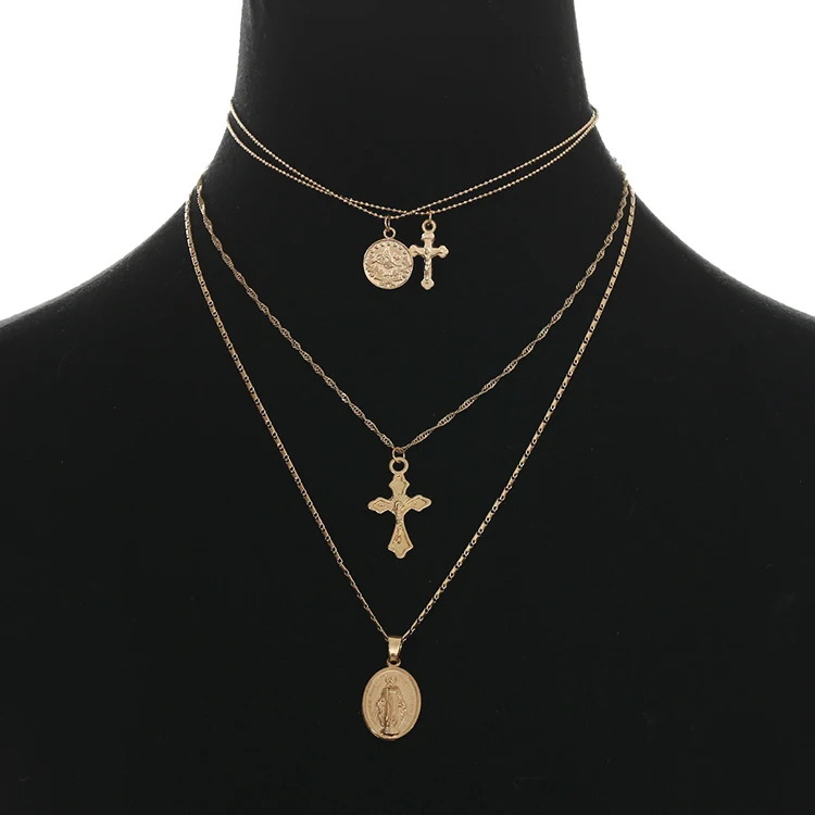 Simple Madonna cross pendant necklace,jewelry necklace 2018,Vintage fashion multi-layer necklace (KMN0801), Silver, gold
Simple Madonna cross pendant necklace,jewelry necklace 2018,Vintage fashion multi-layer necklace (KMN0801), Silver, gold