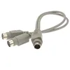 PS2 Splitter 6 pin Mini Din Male Plug to 2 x Female Sockets Cable 30cm