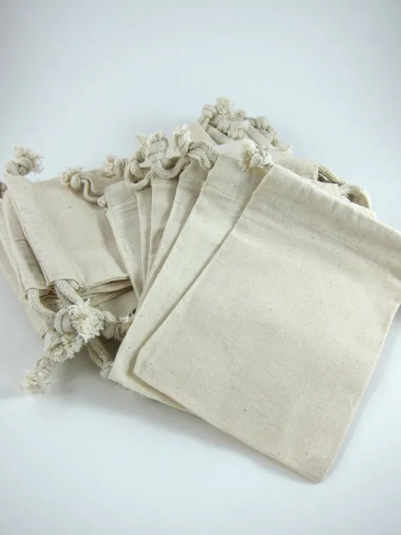 medium cotton muslin bags pouches (4 by 6 inch) for jewelry