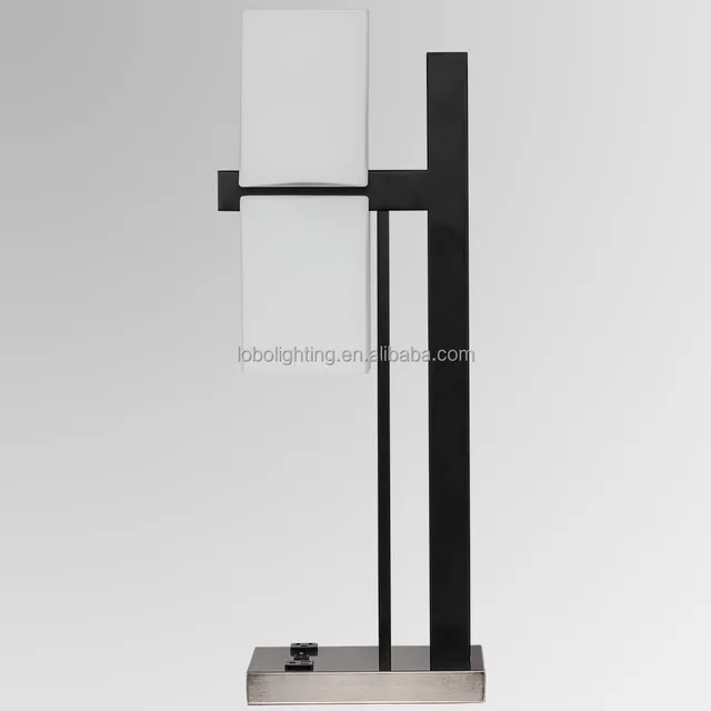 Black hotel table lamps adjustable desk lighting Electric Power Source lamp shade
