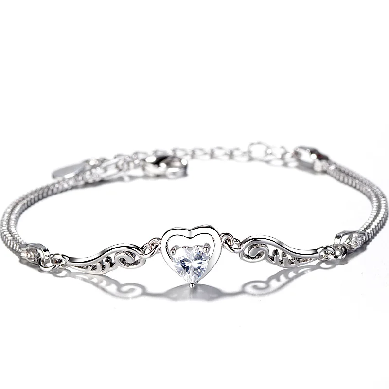 Heart Bracelet Romantic Angel Wings Bracelets Popular Jewelry Purple/White Zircon Women Charm Bracelet (KB8150), As picture
Heart Bracelet Romantic Angel Wings Bracelets Popular Jewelry Purple/White Zircon Women Charm Bracelet (KB8150), As picture