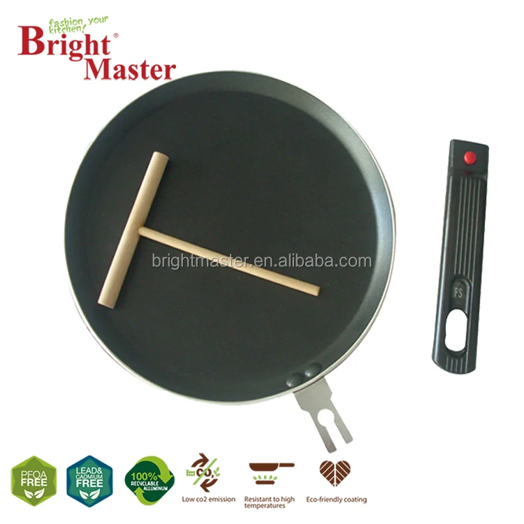 Aluminum Ceramic Non Stick Coating Crepe Pan With Removable Handle