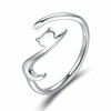Cat Opening Ring Qings Plain 925 Sterling Silver Adjustable Rings