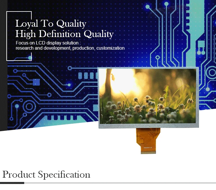 50pin rgb interface 7 inch tft lcd display 800x480 with rgb