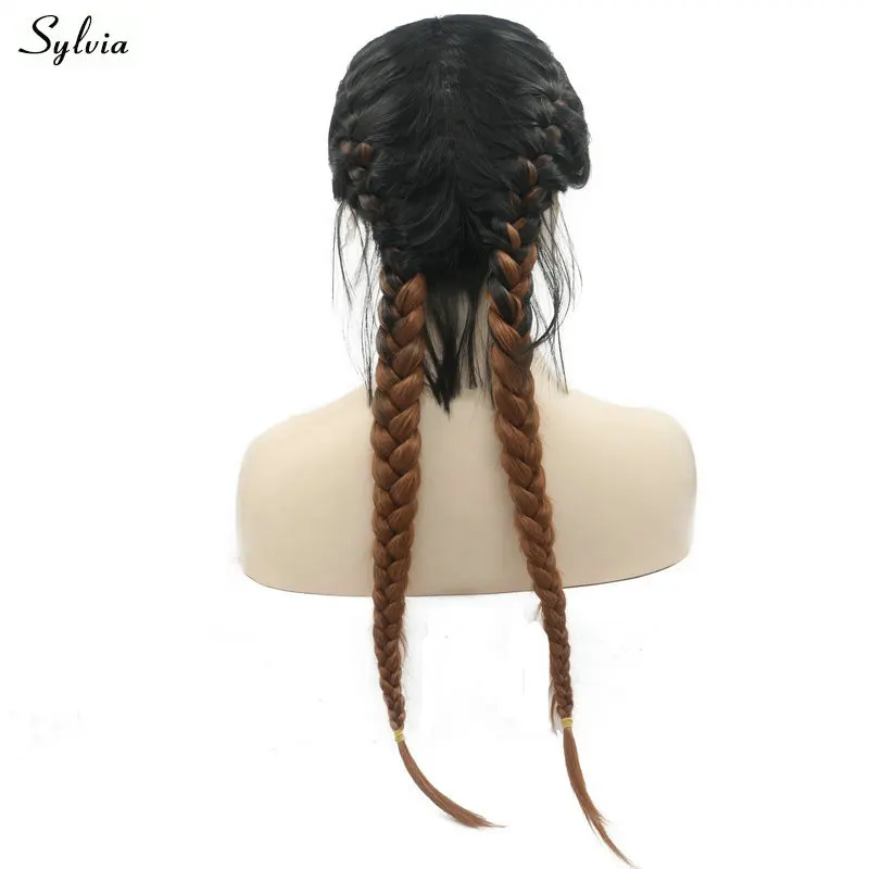 black ombre brown synthetic lace front wig (1)