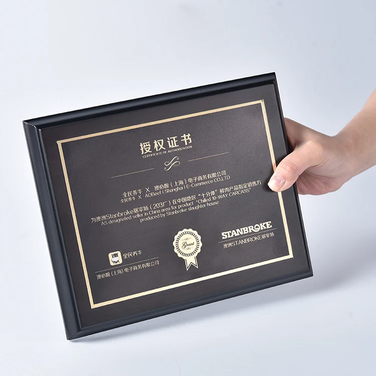 Las placas de diseño personalizado de metal de madera placas en blanco escudo de madera premios por premios de reconocimiento de certificación