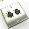 Linkjc014 Bevelled steel Twin XLR Socket Wall Plate