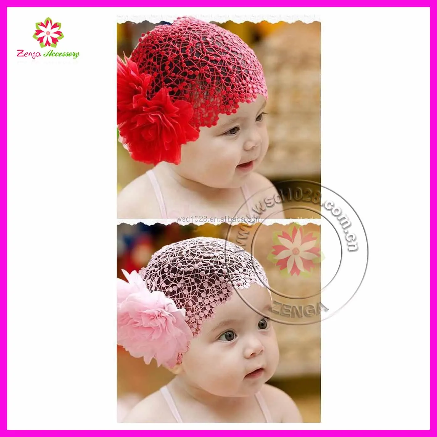 6 24 M Bayi Perempuan Crochet Lace Headband Peony Flower