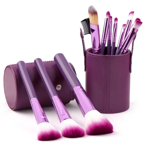 Neue 12 stücke zylinder make-up pinsel set volle farbe make-up werkzeuge hersteller direkte professionelle Make-Up Pinsel
