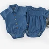 Fashion Summer Baby Rompers New Style Infant Denim Rompers Hot Sale Baby Boys Clothes