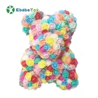 OEM custom decoration PE rainbow bear teddy colorful artificial birthday gift flower rose bear toys