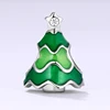 2019 new collections Vermeil jewelry 925 Sterling silver green enamel Christmas tree charms bead