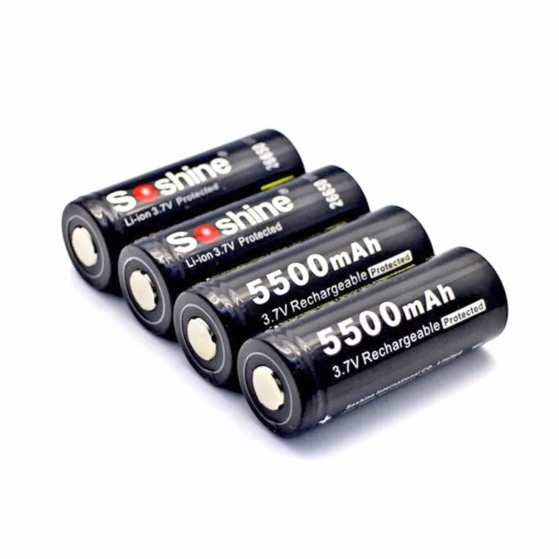 2 Pcs Soshine 3.7V 5500mAh 26650 Battery Protected 26650 Rechargeable Li-ion Batteries Cell with Battery Holder Case 2.jpg