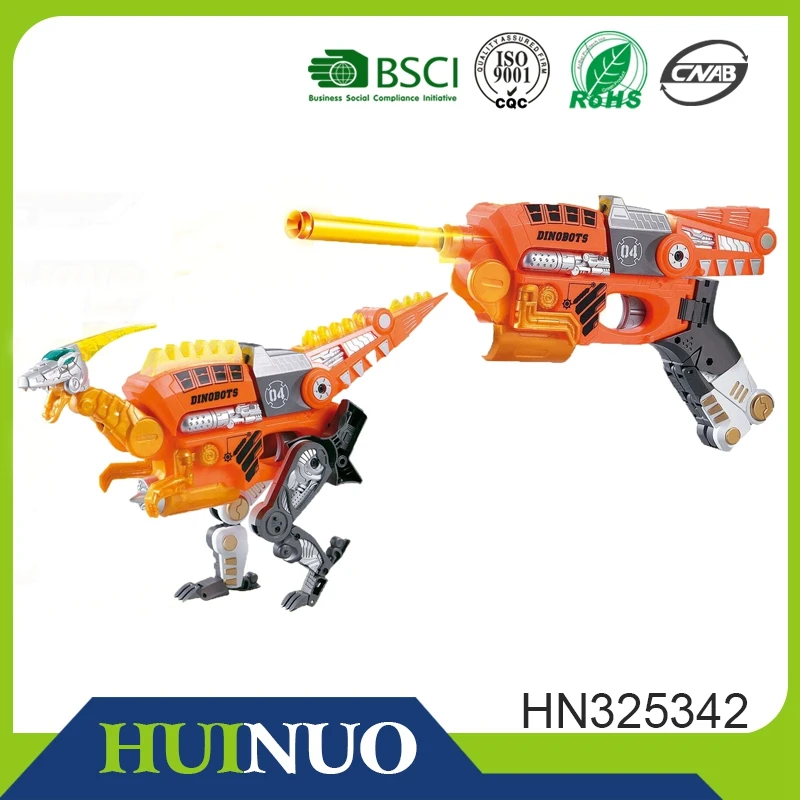 Cool air gun toy transform to metal dinosaur HN325342