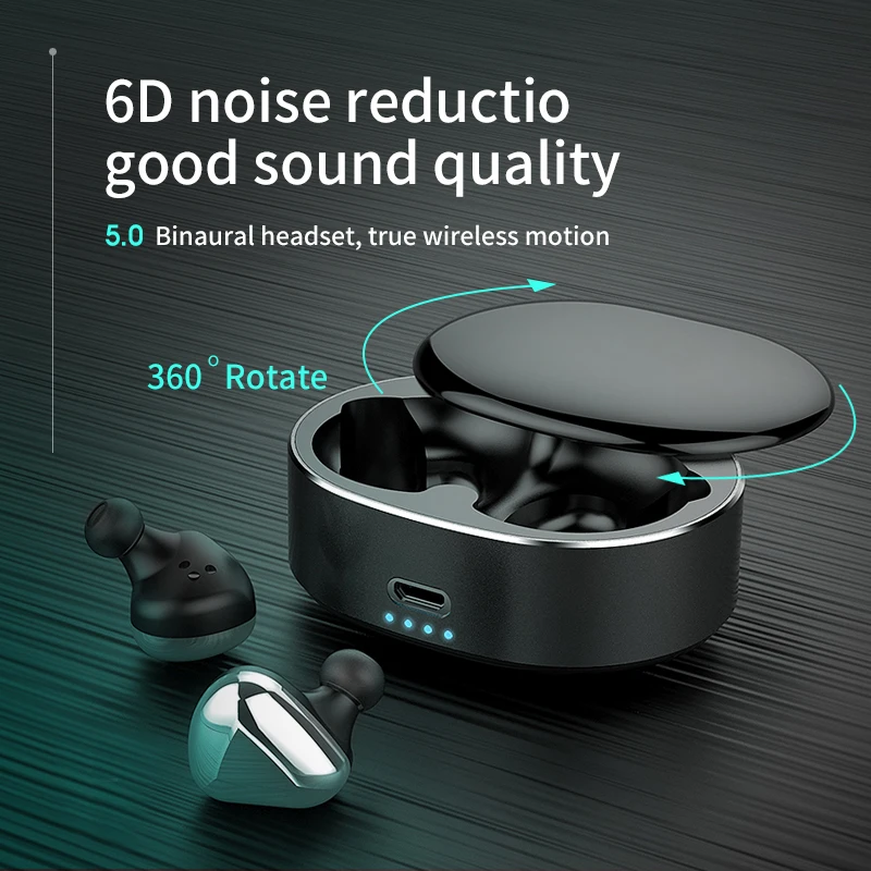 2019 newest BT 5.0 delicate wireless earphone T50 TWS IPX7 waterproof slide cover headset with charging case - ANKUX.COM