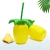 promotion Tropical Tiki Pineapple Drink Cups plastic Pineapple Tumbler With Straw