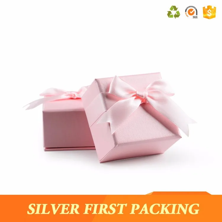 knot customized cute bow knot square jewelry gift paper boxes