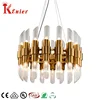High quality hotel modern fancy luxury ceiling hanging glass tube brass finish pendent light