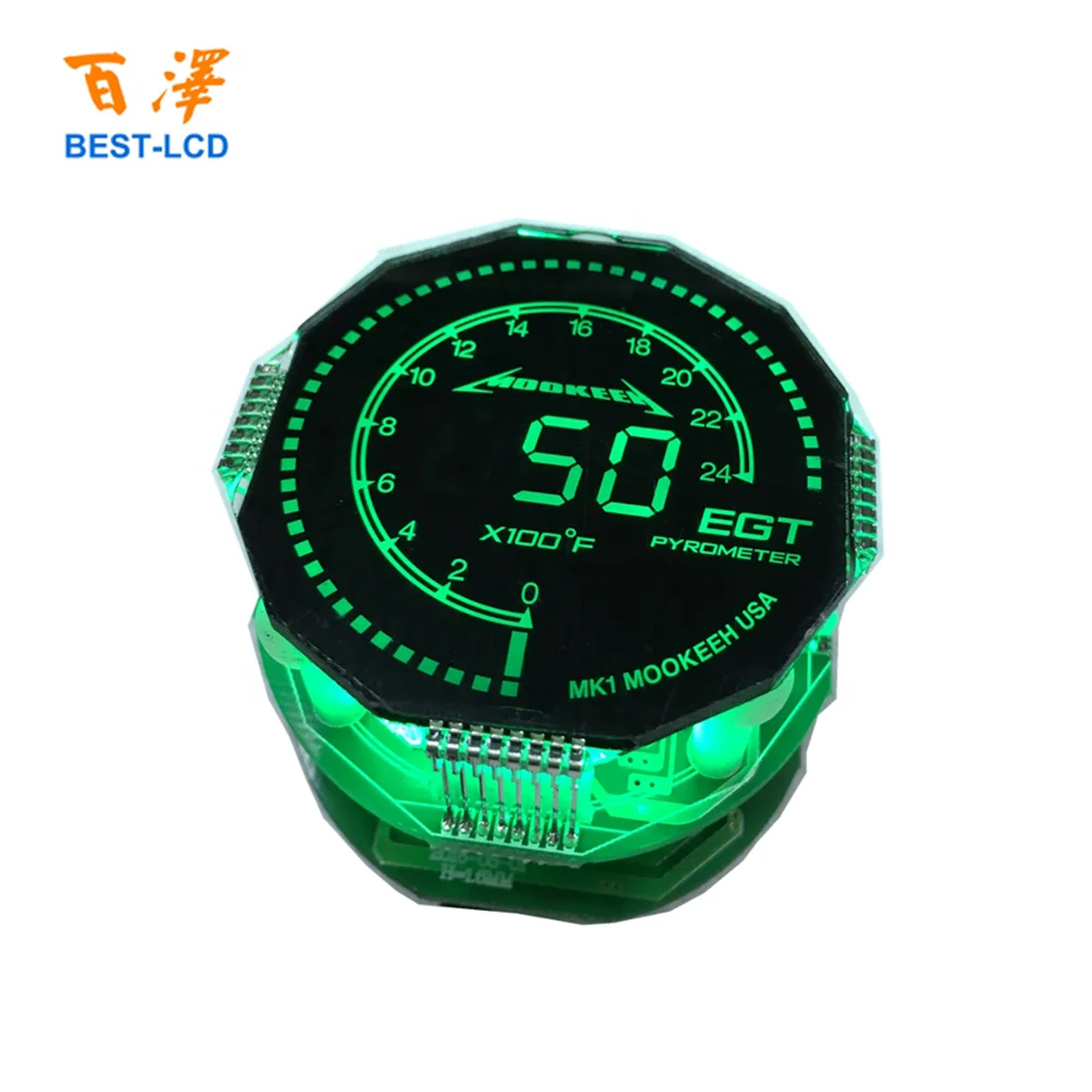 Customized Round Shape Graphic Segment LCD Display For Automobile/Motorbikes
